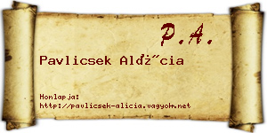 Pavlicsek Alícia névjegykártya